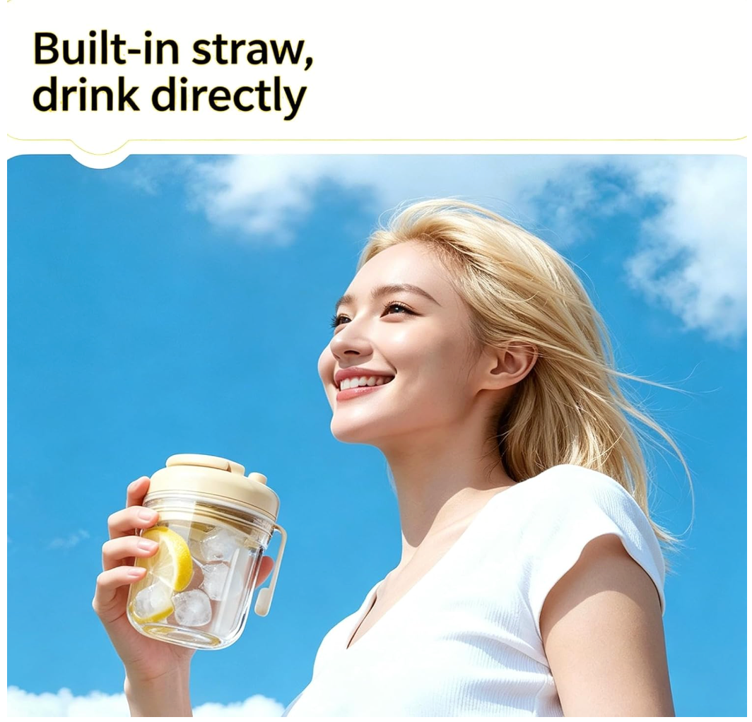 2-in-1 Ice Cube Maker Water Bottle with Straw