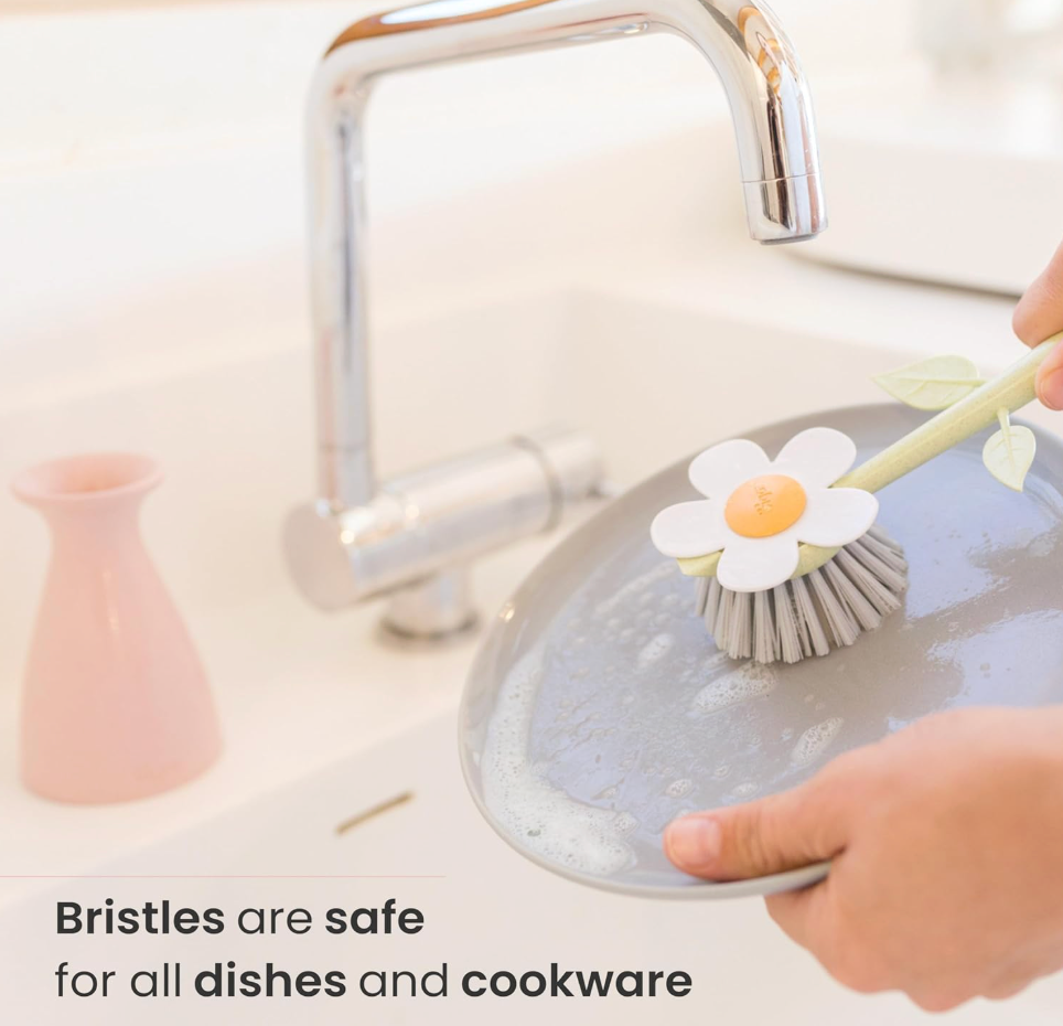 Daisy Shaped Dish Brush With Vase